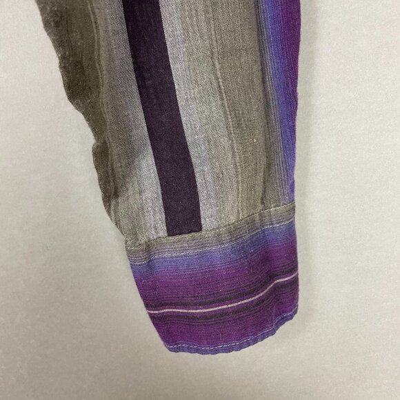 Vintage Striped Shirt Cropped DIY from Man's Shirt Women's Top Long Sleeve Retro - Picture 8 of 12